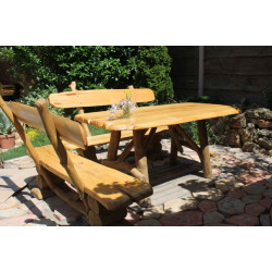 Стол с лавками из массива дуба, дикое дерево.